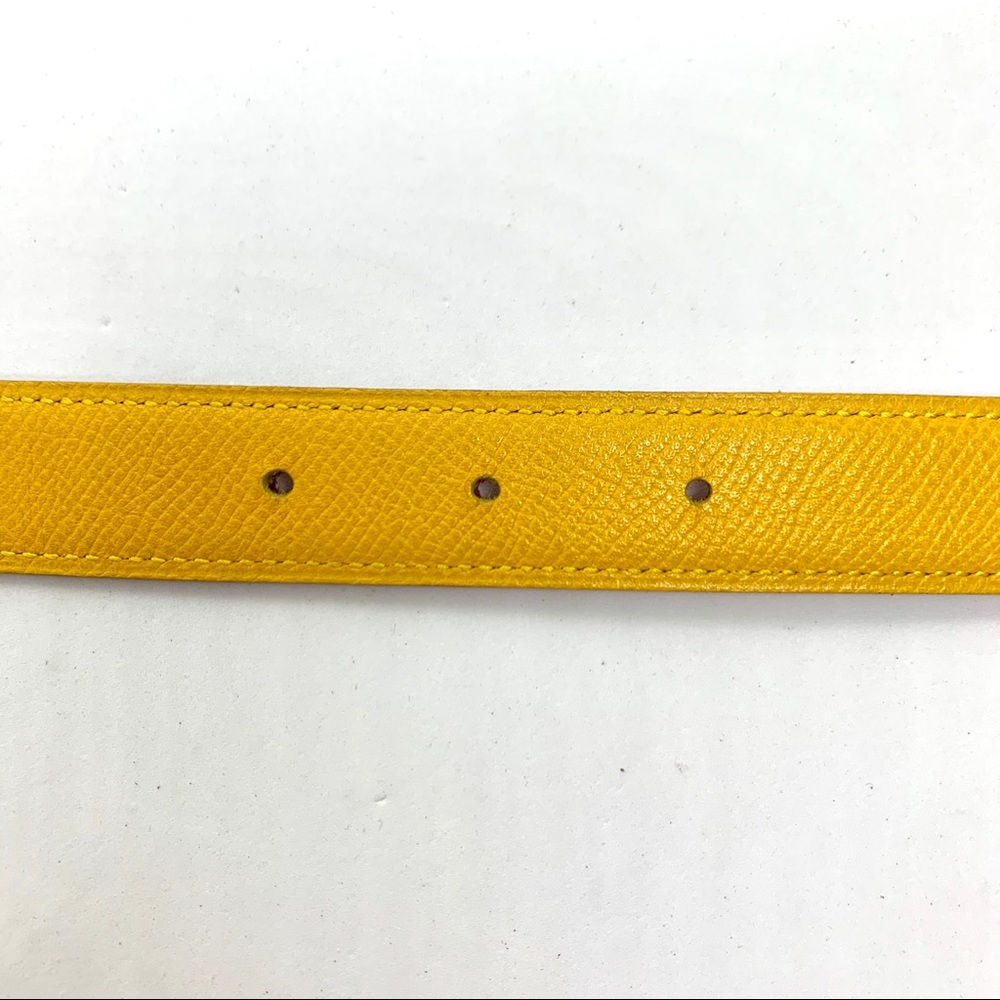 HERMES Narrow H Yellow Red Reversible Leather Belt - Picture 7 of 8